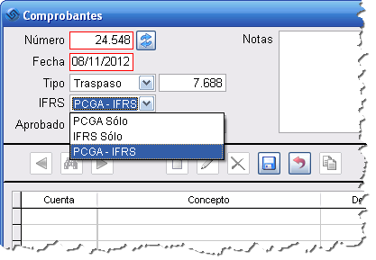 Escoger Contabilidad PCGA - IFRS