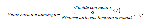 Valor hora día domingo